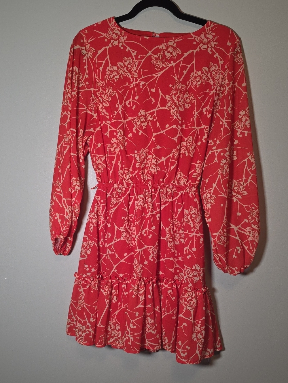 Flying Tomato Red Dress with Cream Accents